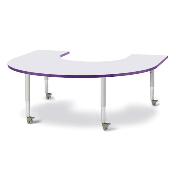 Jonti-Craft Berries Horseshoe Activity Table, 66 in. x 60 in., Mobile, Freckled Gray/Purple/Gray 6445JCM004 - main